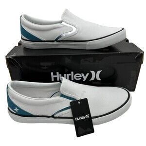 HURLEY Men’s White/Biscay Bay‎ Kayo Slip On Snearker Size 10.5 New